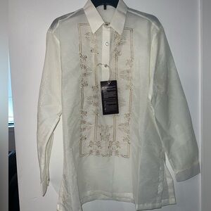 Titan Barong Of Lumban Long Sleeve Tagalog Shirt Men’s Sz XL Cream White NWT